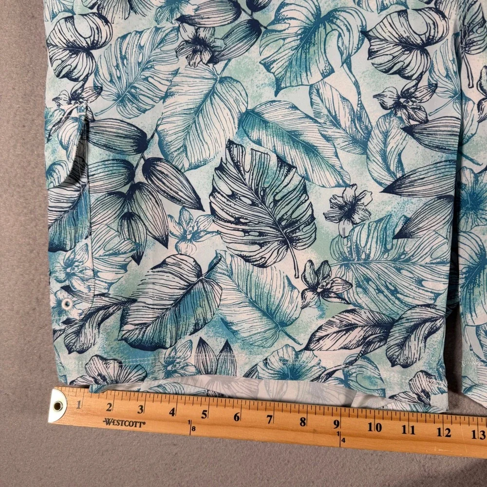 Tommy Bahama Mens‎ 3XLB Tropical Leaf Print Swim Trunks Blue Teal 9 Inch Inseam